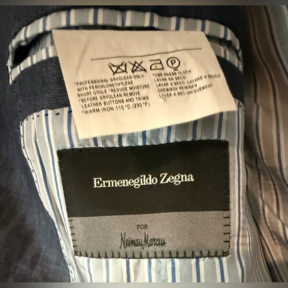 ZEGNA Men’s Linen Blazer - US Size 48 Long - Picture 2 of 12